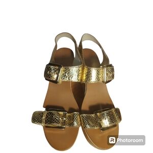 Michael Kors Warren metallic wedge sandals